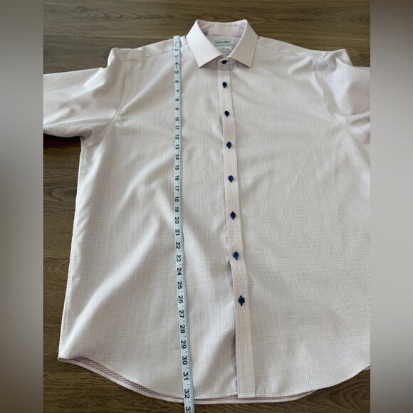 Twillory Non-Iron Safe Cotton Orange Blue Pin Dot Button Up Shirt Sz 17.5 34/35 - Picture 10 of 10